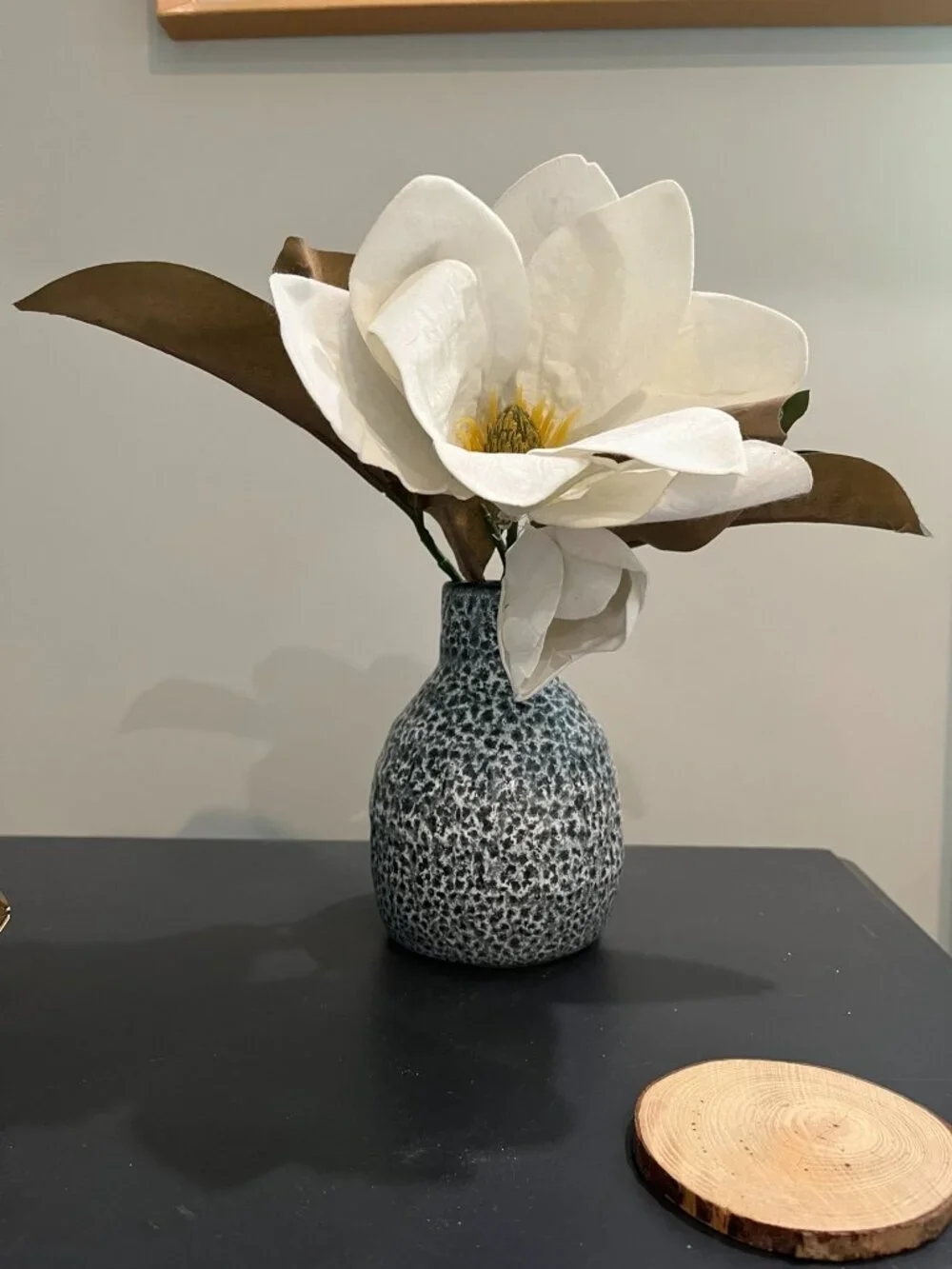 Black and White Textured Speckled Ceramic Vase